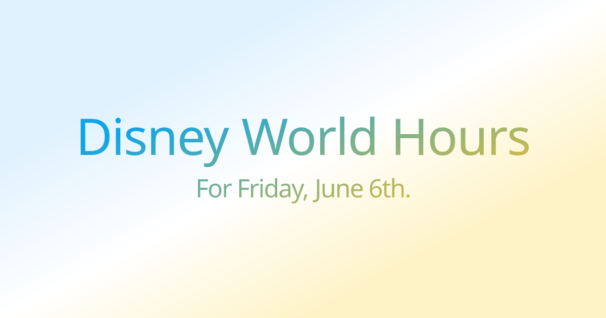 WDW Hours A calendar of Walt Disney World park hours